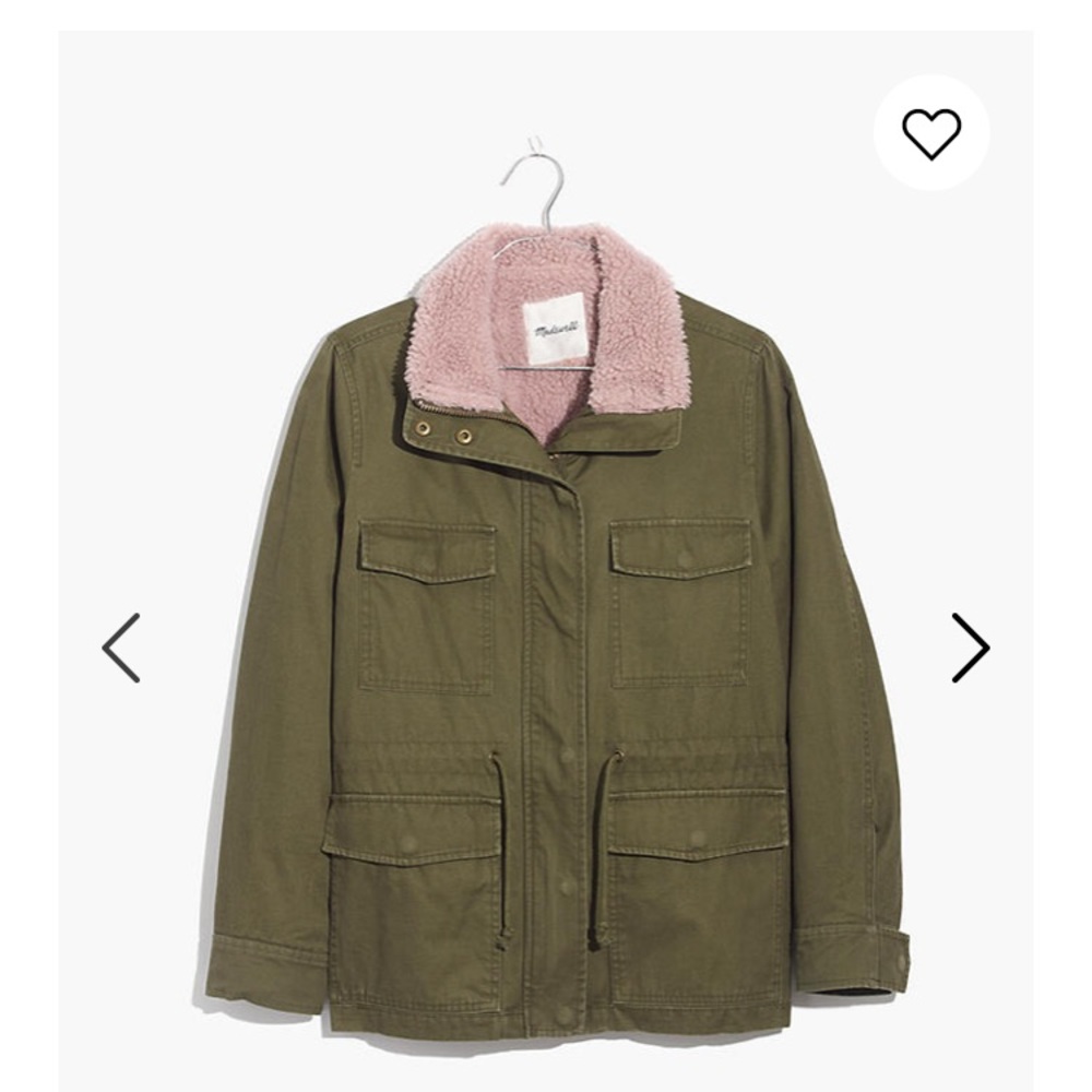 Madewell pink Sherpa trimmed surplus jacket EUC